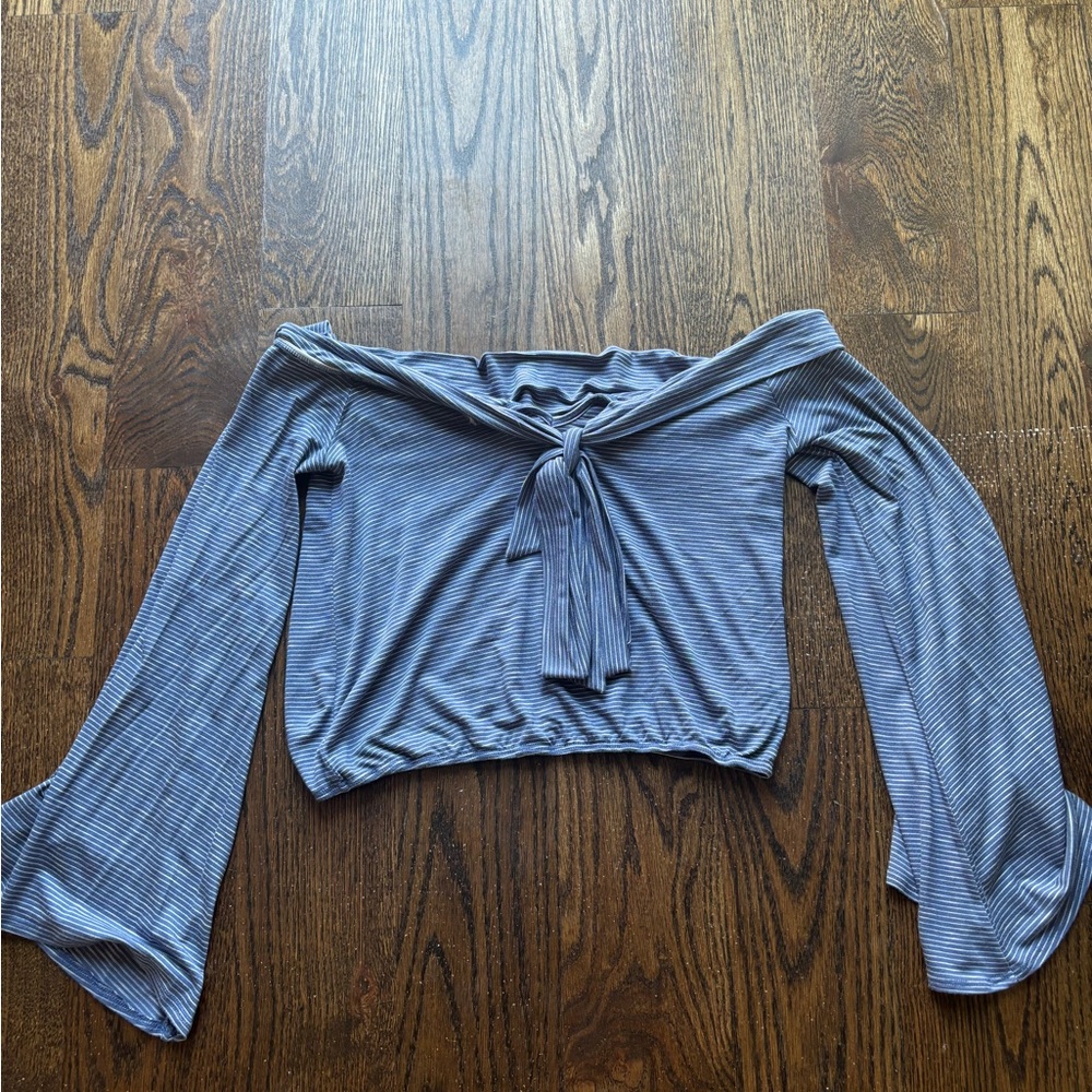 Cropped blue and white stripe top. Size medium brand is vintage Havana